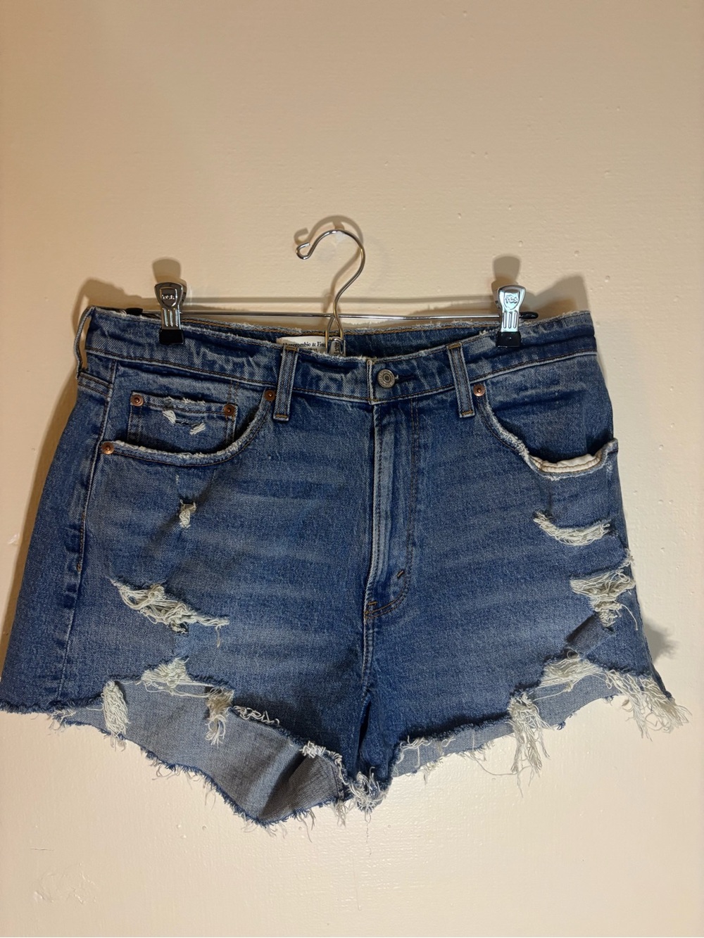 Curve love Abercrombie & Fitch Distressed Blue Denim Shorts